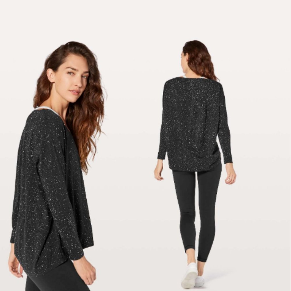 Lululemon Back In Action V Black Long Sleeve Top